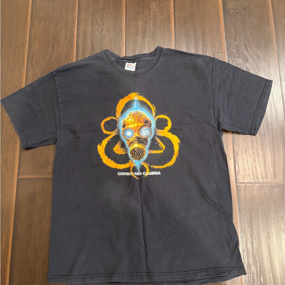 Hanes Black Heavyweight Crewneck T-Shirt with White/Blue Label